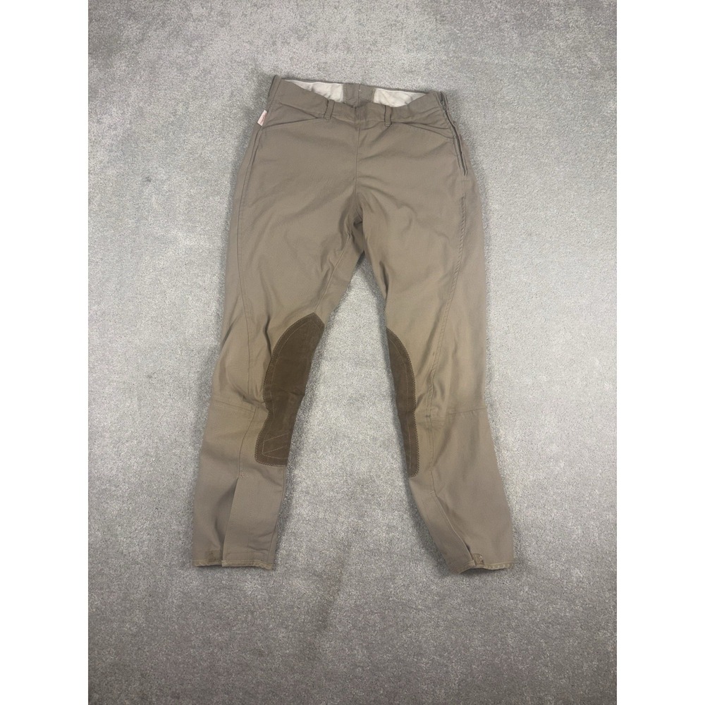 The Tailored Sportsman Taupe Riding Breeches with Brown Knee Patches